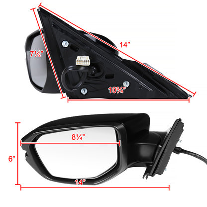 2016-2018 Honda Civic Glossy Black 7-Pin Power Adjustable & Heated Side Mirror w/ LED Turn Signal Light - Driver Side Only