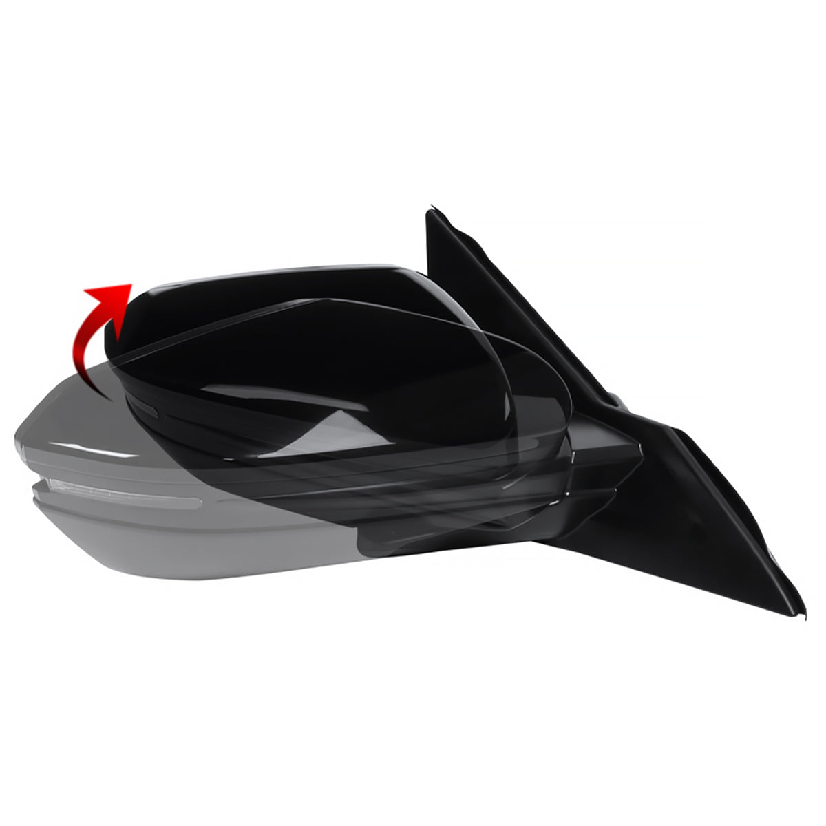 2016-2018 Honda Civic Glossy Black 7-Pin Power Adjustable & Heated Side Mirror w/ LED Turn Signal Light - Passenger Side Only