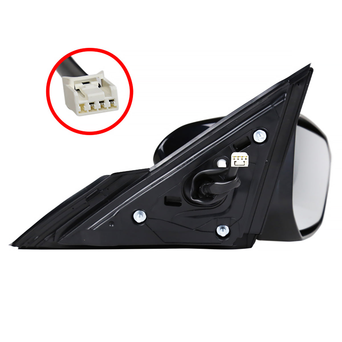 2016-2018 Honda Civic Glossy Black 3-Pin Power Adjustable Side Mirror - Passenger Side Only