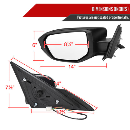 2016-2020 Honda Civic Driver/Left 3-Pin Glossy Black Power Adjustable Side Mirror