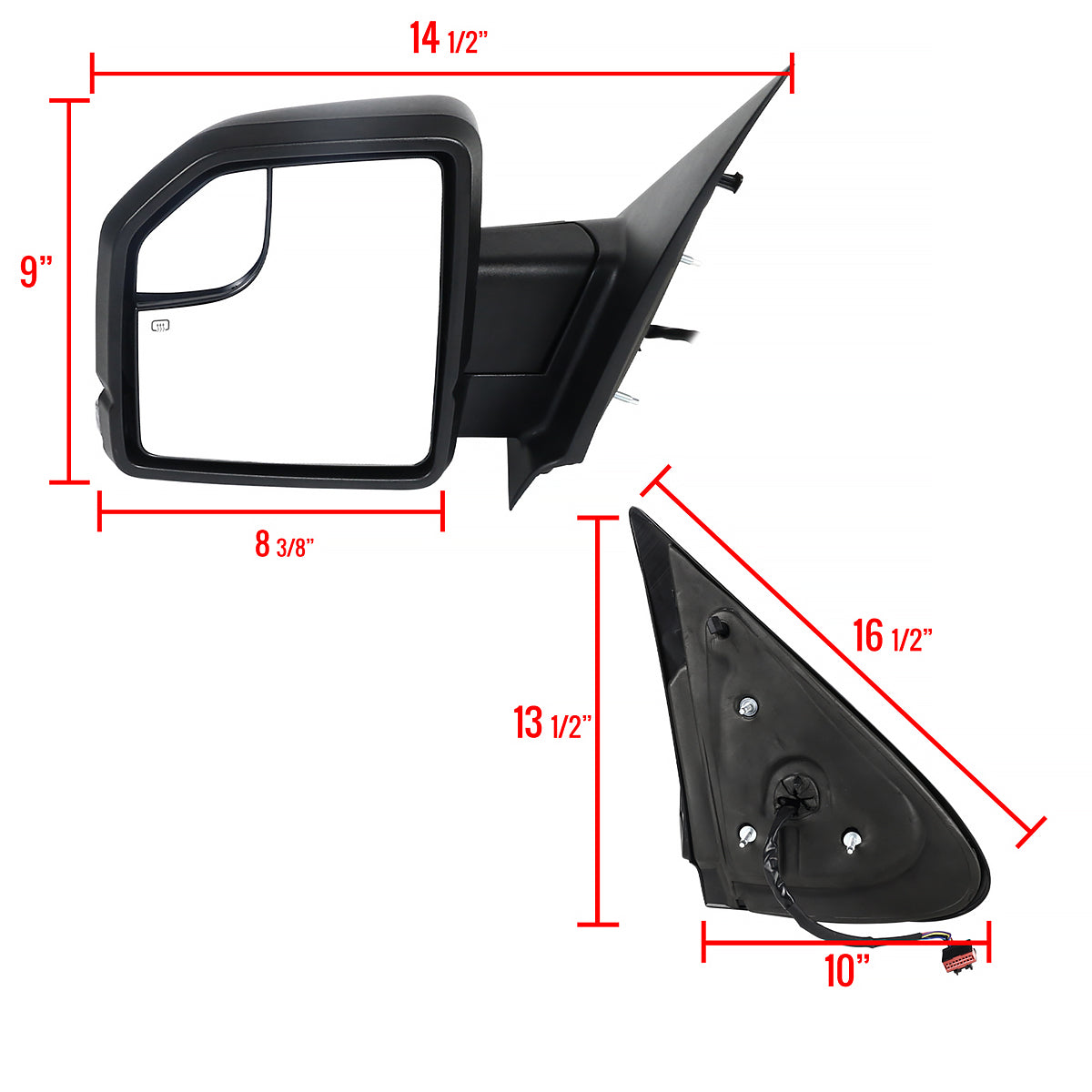 2003-2006 Ford Expedition Matte Black Power Adjustable & Heated Side Mirrors w/ LED Turn Signal Lights