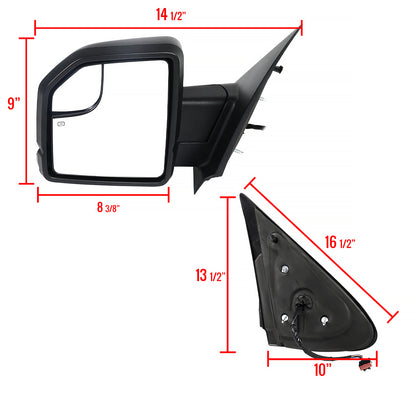 2003-2006 Ford Expedition Matte Black Power Adjustable & Heated Side Mirrors w/ LED Turn Signal Lights