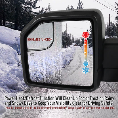 2003-2006 Ford Expedition Matte Black Power Adjustable & Heated Side Mirrors w/ LED Turn Signal Lights