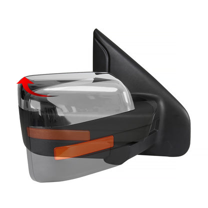 2007-2014 Ford F-150 Chrome Power Adjustable & Heated Side Mirror w/ LED Amber Turn Signal & Puddle Light - Passenger Side Only