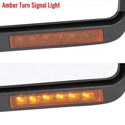 2007-2014 Ford F-150 Black Power Adjustable & Heated Side Mirror w/ LED Amber Turn Signal & Puddle Light - Passenger Side Only