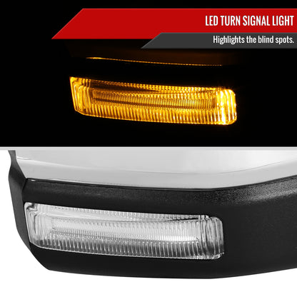 2015-2020 Ford F-150 Chrome Power Adjustable & Heated Side Mirror w/ LED Turn Signal Light - Passenger Side Only