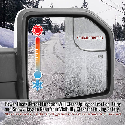 2015-2020 Ford F-150 Chrome Power Adjustable & Heated Side Mirror w/ LED Turn Signal Light - Passenger Side Only