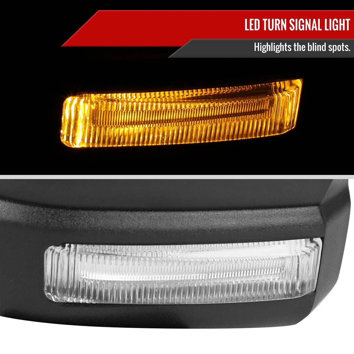 2015-2020 Ford F-150 Black Power Adjustable & Heated Side Mirror w/ LED Turn Signal Light - Driver Side Only