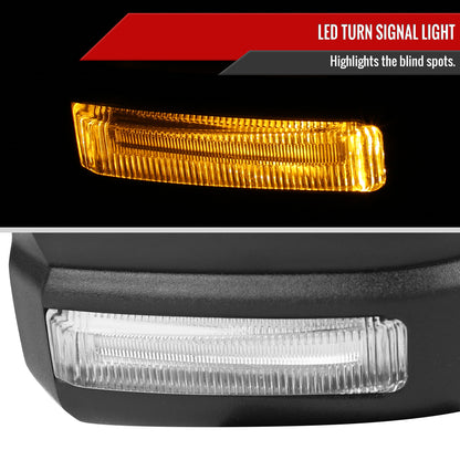 2015-2020 Ford F-150 Black Power Adjustable & Heated Side Mirror w/ LED Turn Signal Light - Passenger Side Only
