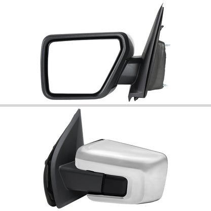2021-2025 Ford F-150 Chrome Power Adjustable, Manual Fold & Heated Side Mirror - Driver Side Only