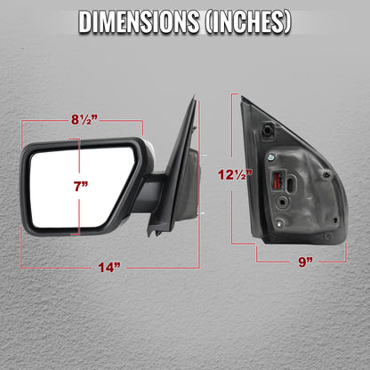 2021-2025 Ford F-150 Chrome Power Adjustable, Manual Fold & Heated Side Mirror - Driver Side Only