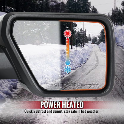 2021-2025 Ford F-150 Chrome Power Adjustable, Manual Fold & Heated Side Mirror w/ t Temperature Sensor - Passenger Side Only