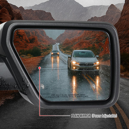 2021-2025 Ford F-150 Chrome Power Adjustable, Manual Fold & Heated Side Mirror w/ t Temperature Sensor - Passenger Side Only
