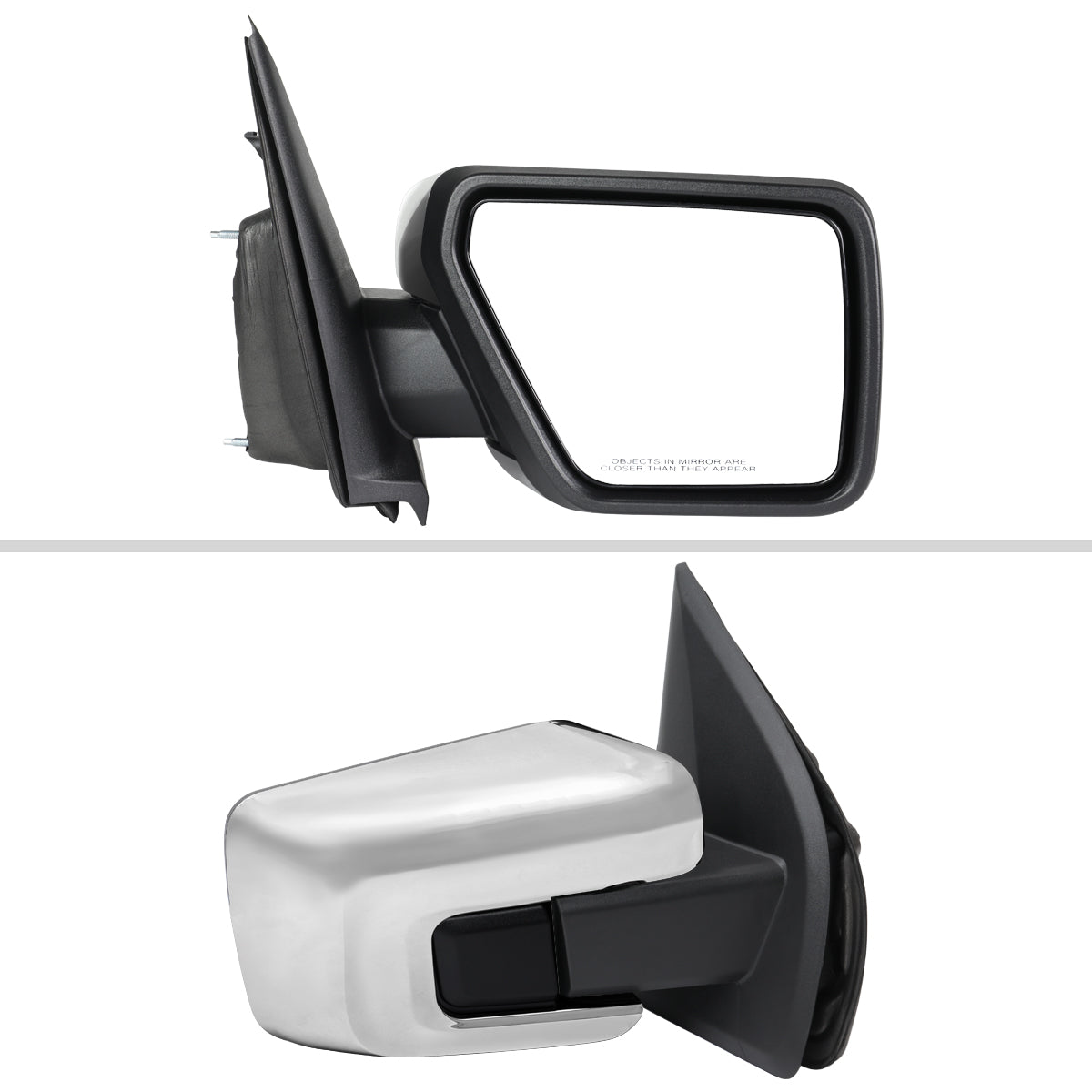 2021-2025 Ford F-150 Chrome Power Adjustable, Manual Fold & Heated Side Mirror w/ t Temperature Sensor - Passenger Side Only
