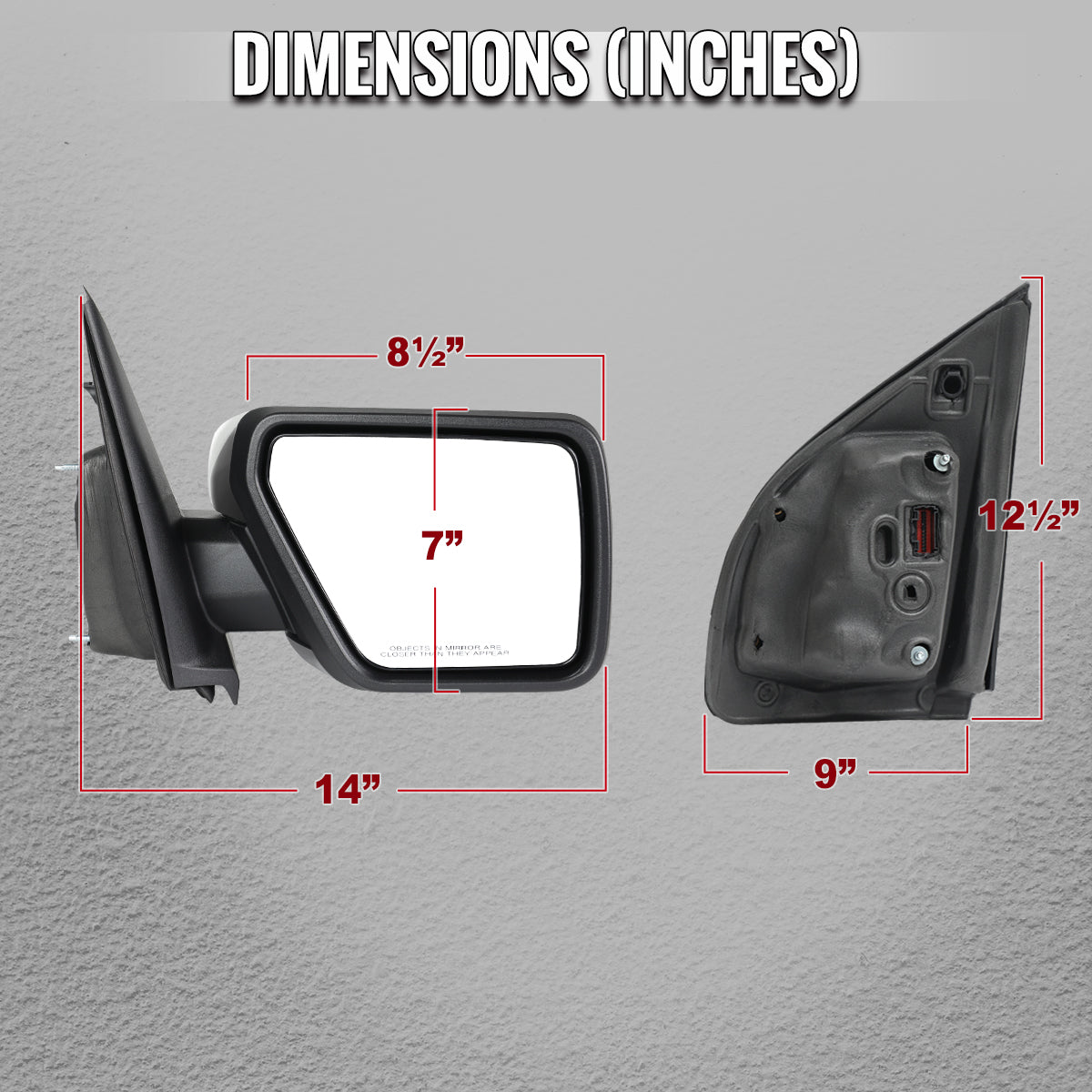 2021-2025 Ford F-150 Chrome Power Adjustable, Manual Fold & Heated Side Mirror w/ t Temperature Sensor - Passenger Side Only