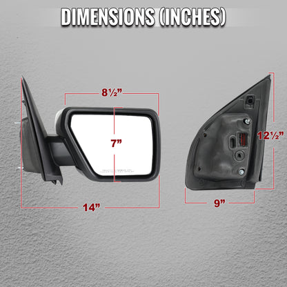 2021-2025 Ford F-150 Chrome Power Adjustable, Manual Fold & Heated Side Mirror w/ t Temperature Sensor - Passenger Side Only