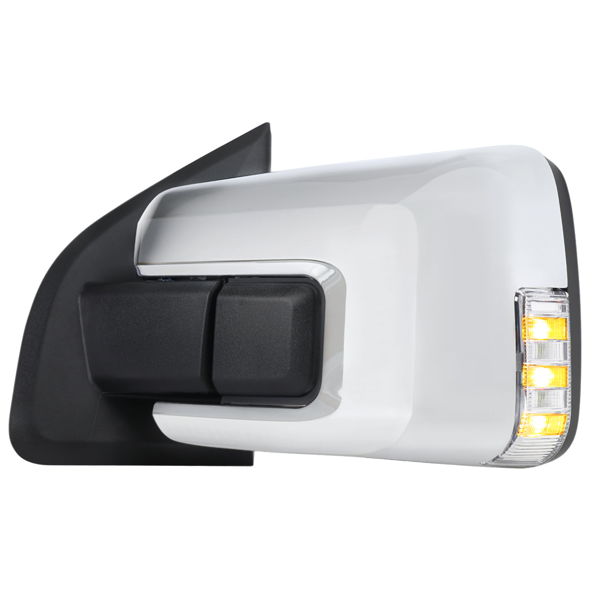 2021-2025 Ford F-150 Chrome Power Adjustable, Manual Fold, BSD & Heated Side Mirror w/ LED DRL Turn Signal Light - Driver Side Only