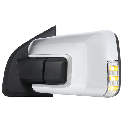 2021-2025 Ford F-150 Chrome Power Adjustable, Manual Fold, BSD & Heated Side Mirror w/ LED DRL Turn Signal Light - Driver Side Only