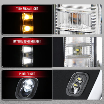 2021-2025 Ford F-150 Chrome Power Adjustable, Manual Fold, BSD & Heated Side Mirror w/ LED DRL Turn Signal Light Temperature Sensor - Passenger Side Only