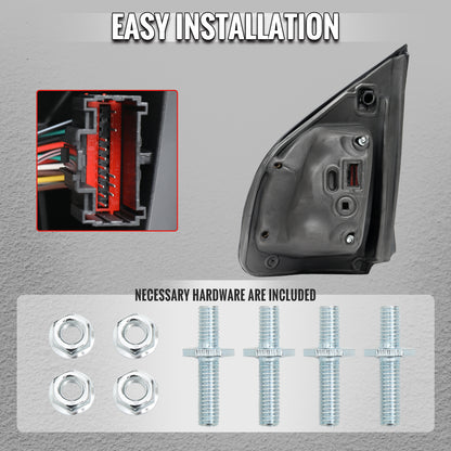 2021-2025 Ford F-150 Chrome Power Adjustable, Manual Fold, BSD & Heated Side Mirror w/ LED DRL Turn Signal Light Temperature Sensor - Passenger Side Only