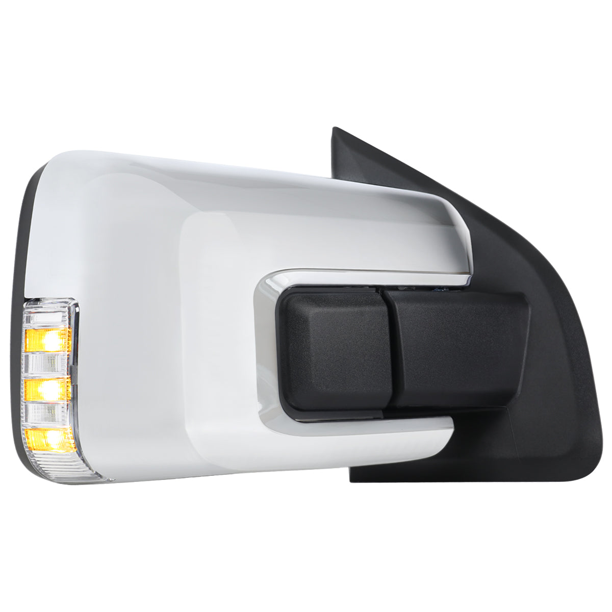 2021-2025 Ford F-150 Chrome Power Adjustable, Manual Fold, BSD & Heated Side Mirror w/ LED DRL Turn Signal Light Temperature Sensor - Passenger Side Only