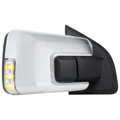 2021-2025 Ford F-150 Chrome Power Adjustable, Manual Fold, BSD & Heated Side Mirror w/ LED DRL Turn Signal Light Temperature Sensor - Passenger Side Only