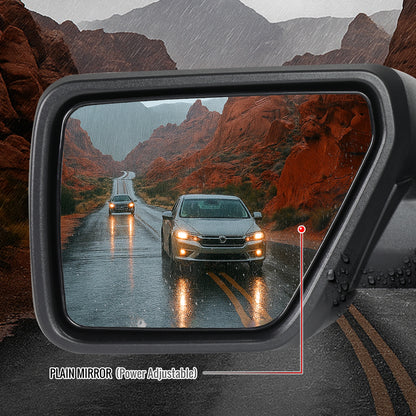 2021-2025 Ford F-150 Black Power Adjustable, Manual Fold & Heated Side Mirror - Driver Side Only