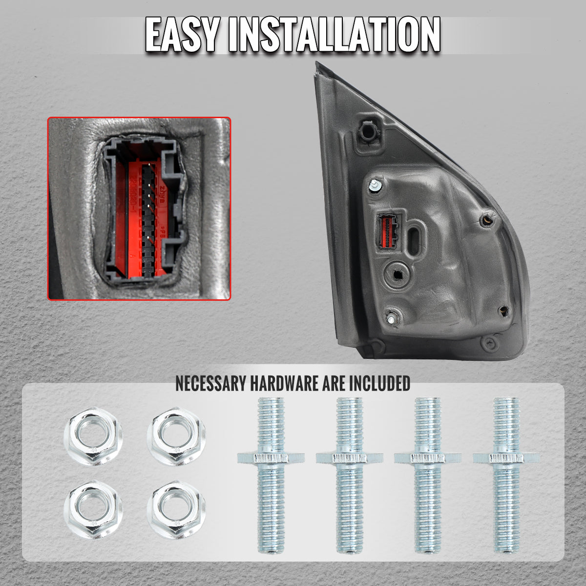 2021-2025 Ford F-150 Black Power Adjustable, Manual Fold & Heated Side Mirror - Driver Side Only