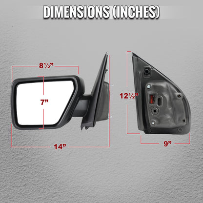2021-2025 Ford F-150 Black Power Adjustable, Manual Fold & Heated Side Mirror - Driver Side Only