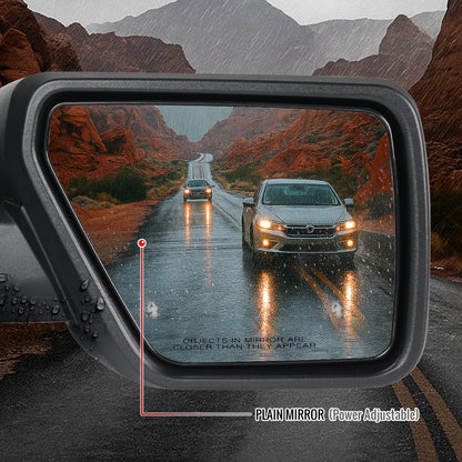 2021-2025 Ford F-150 Black Power Adjustable, Manual Fold & Heated Side Mirror w/ t Temperature Sensor - Passenger Side Only