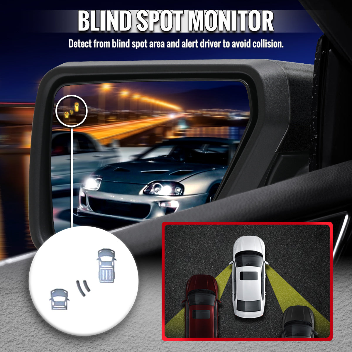 2021-2025 Ford F-150 Black Power Adjustable, Manual Fold, BSD & Heated Side Mirror w/ LED DRL Turn Signal Light - Driver Side Only