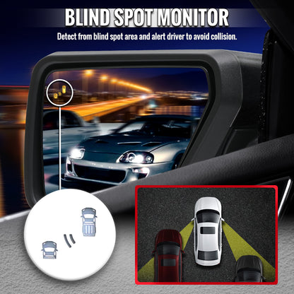 2021-2025 Ford F-150 Black Power Adjustable, Manual Fold, BSD & Heated Side Mirror w/ LED DRL Turn Signal Light - Driver Side Only