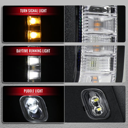 2021-2025 Ford F-150 Black Power Adjustable, Manual Fold, BSD & Heated Side Mirror w/ LED DRL Turn Signal Light - Driver Side Only