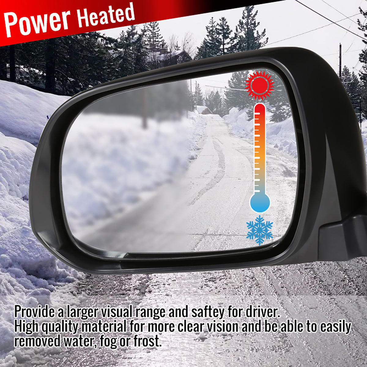 2008-2013 Toyota Highlander 7-Pin Power Adjustable & Heated Side Mirror w/ LED Puddle Light - Driver Side Only