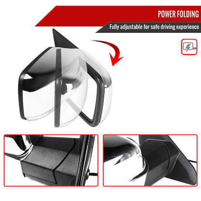 2013-2019 Dodge RAM Chrome Power Adjustable, Auto-Fold, & Heated Side Mirror w/ LED Turn Signal & Puddle Light - Passenger Side Only