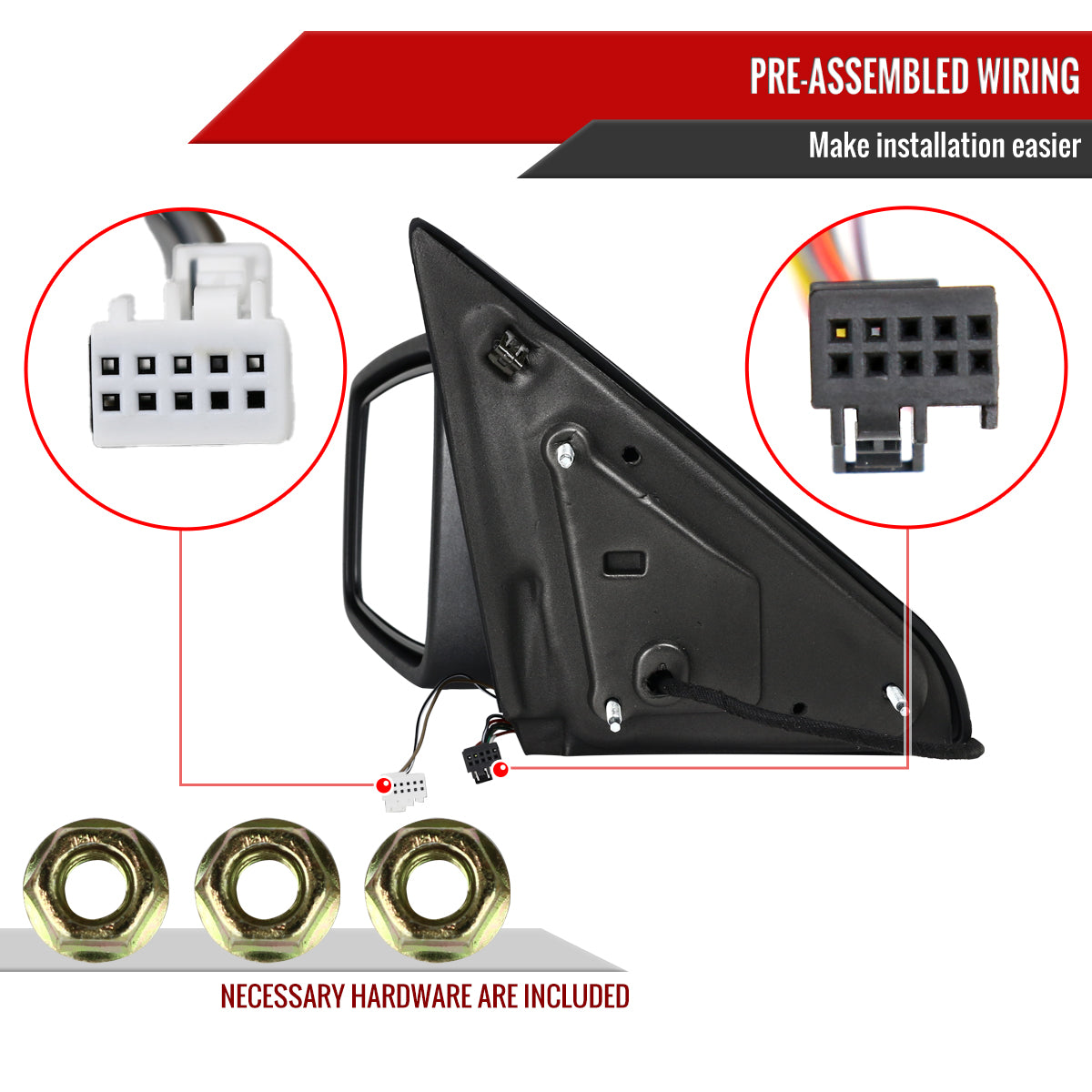 2013-2019 Dodge RAM Chrome Power Adjustable, Heated Side Mirror w/ LED Turn Signal & Puddle Light - Driver Side Only