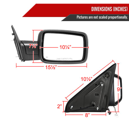 2013-2019 Dodge RAM Chrome Power Adjustable, Heated Side Mirror w/ LED Turn Signal & Puddle Light - Passenger Side Only