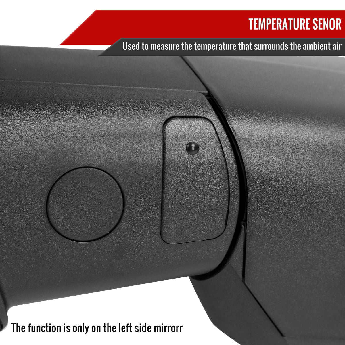 2013-2019 Dodge RAM Black Power Adjustable, Auto-Fold, & Heated Side Mirror w/ LED Turn Signal & Puddle Light - Driver Side Only