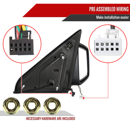 2013-2019 Dodge RAM Black Power Adjustable, Auto-Fold, & Heated Side Mirror w/ LED Turn Signal & Puddle Light - Passenger Side Only