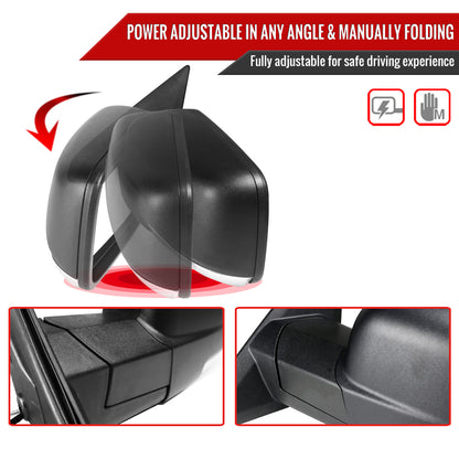 2013-2019 Dodge RAM Black Power Adjustable & Heated Side Mirror w/ LED Turn Signal & Puddle Light - Driver Side Only