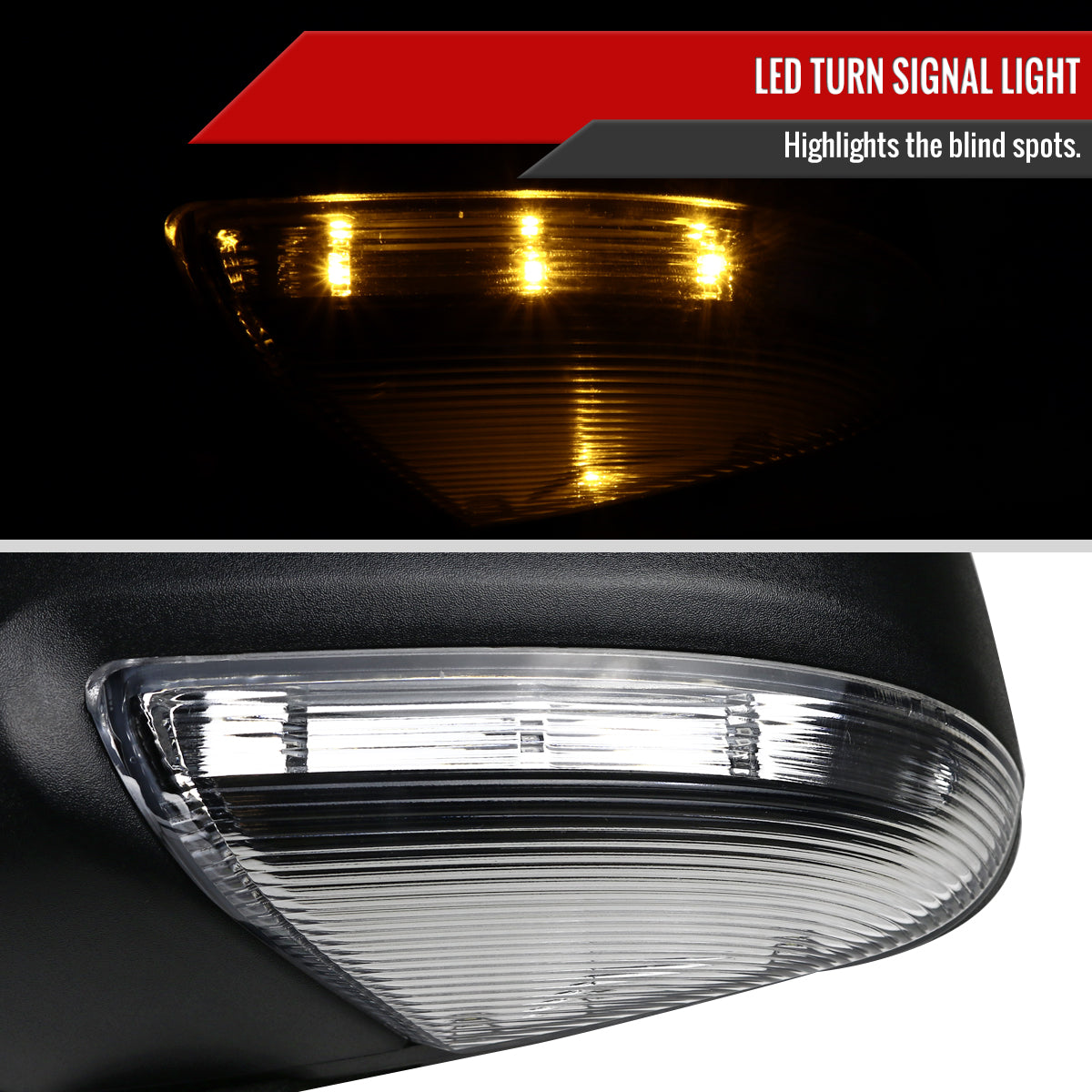2013-2019 Dodge RAM Black Power Adjustable & Heated Side Mirror w/ LED Turn Signal & Puddle Light - Driver Side Only