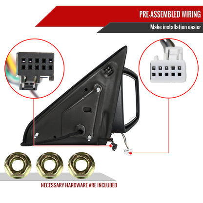 2013-2019 Dodge RAM Black Power Adjustable & Heated Side Mirror w/ LED Turn Signal & Puddle Light - Passenger Side Only