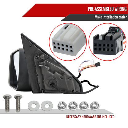 2019-2024 Dodge RAM 1500 Chrome Power Adjustable, Manual Fold, BSD & Heated Side Mirror w/ LED Puddle and Turn Signal Light - Driver Side Only