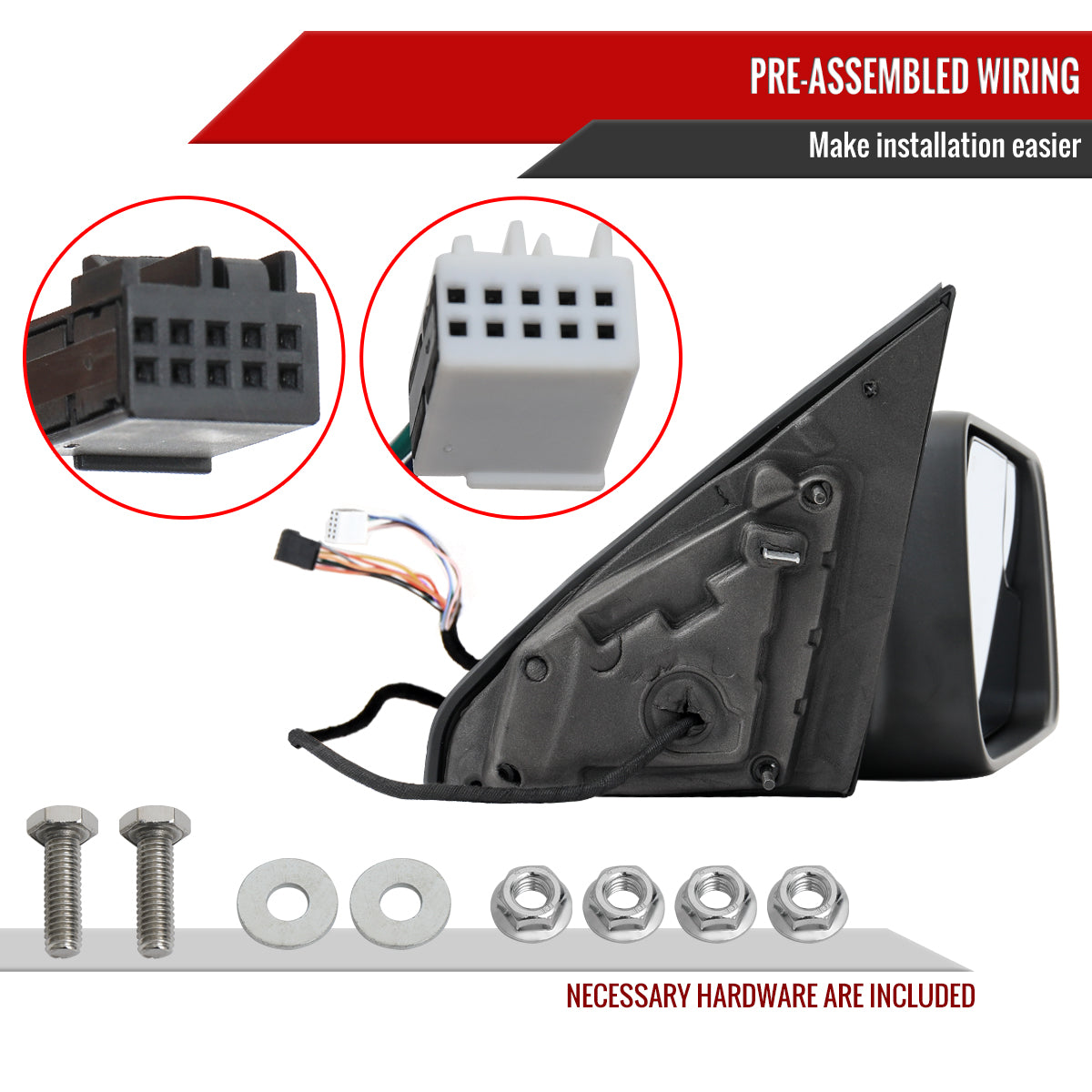 2019-2024 Dodge RAM 1500 Chrome Power Adjustable, Auto-Fold, BSD & Heated Side Mirror w/ LED Puddle and Turn Signal Light - Passenger Side Only