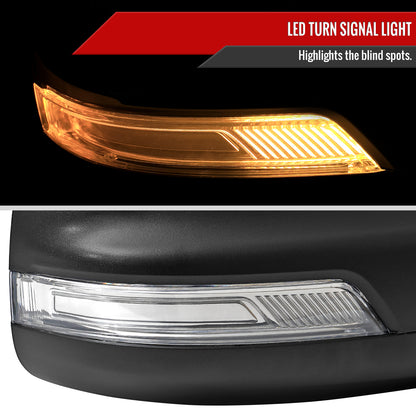2019-2024 Dodge RAM 1500 Black Power Adjustable, Manual Fold, BSD & Heated Side Mirror w/ LED Puddle and Turn Signal Light - Passenger Side Only