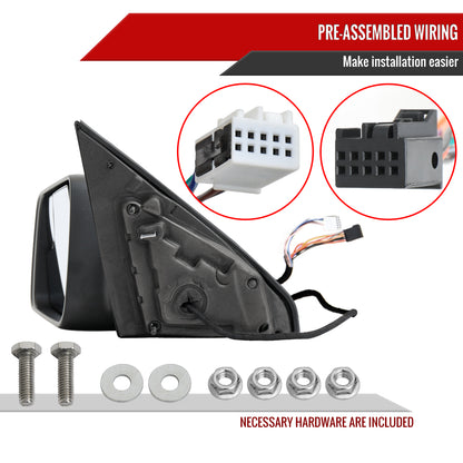 2019-2024 Dodge RAM 1500 Black Power Adjustable, Auto-Fold, BSD & Heated Side Mirror w/ LED Puddle and Turn Signal Light - Driver Side Only