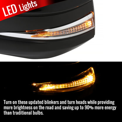 2013-2015 Toyota RAV4 Glossy Black 7-Pin Power Adjustable & Heated Side Mirror w/ LED Turn Signal Light - Driver Side Only