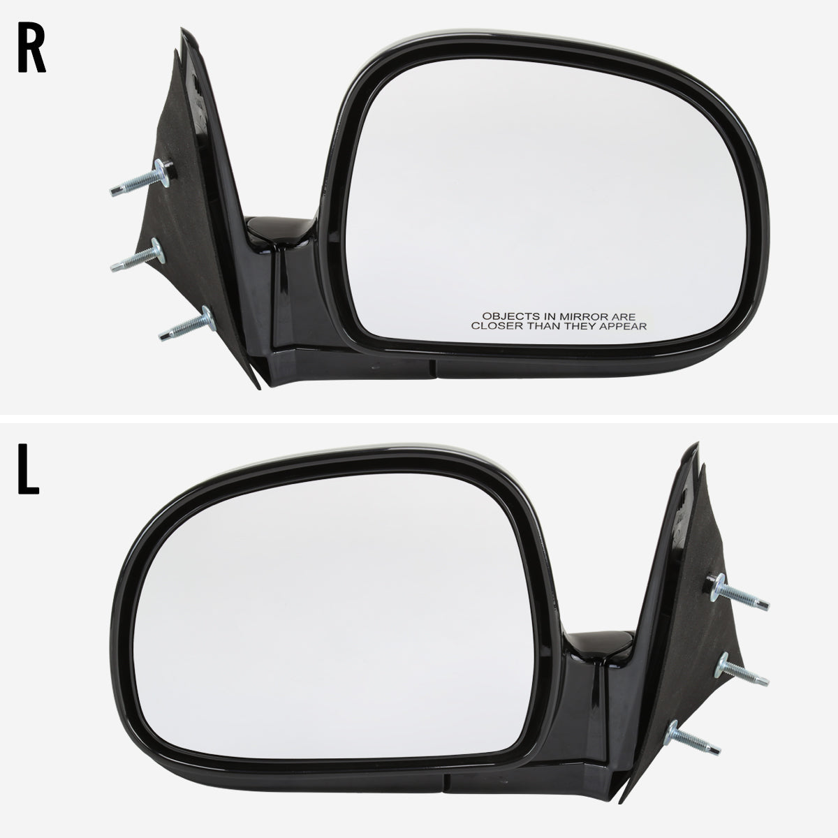 1994-1998 Chevrolet S10/1994-1998 GMC S15 Glossy Black Manual Adjustment Side Mirror