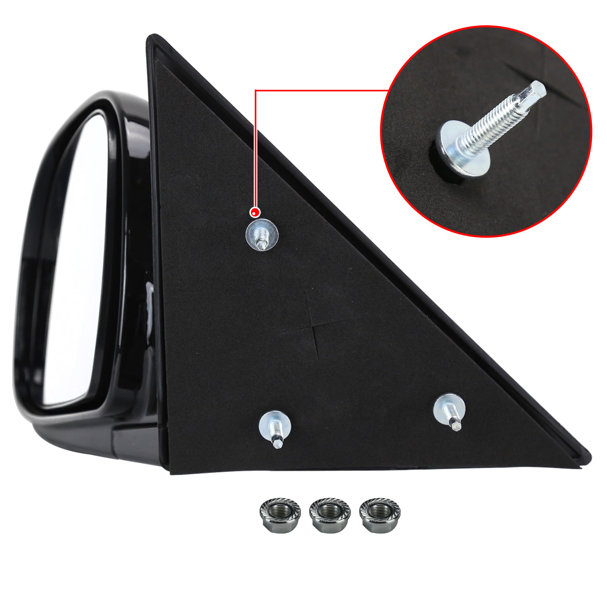 1994-1998 Chevrolet S10/1994-1998 GMC S15 Glossy Black Manual Adjustment Side Mirror - Passenger Side Only