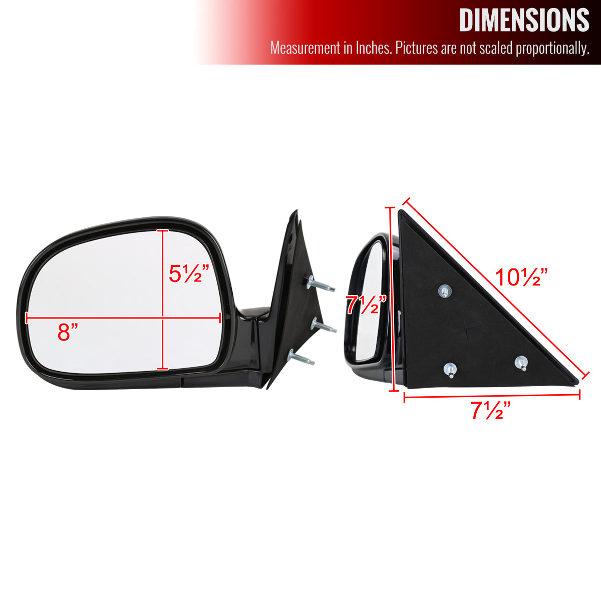 1994-1998 Chevrolet S10/1994-1998 GMC S15 Glossy Black Manual Adjustment Side Mirror - Passenger Side Only